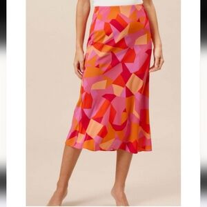 Lucy Paris Womens Adonia Midi Geometric Skirt Large